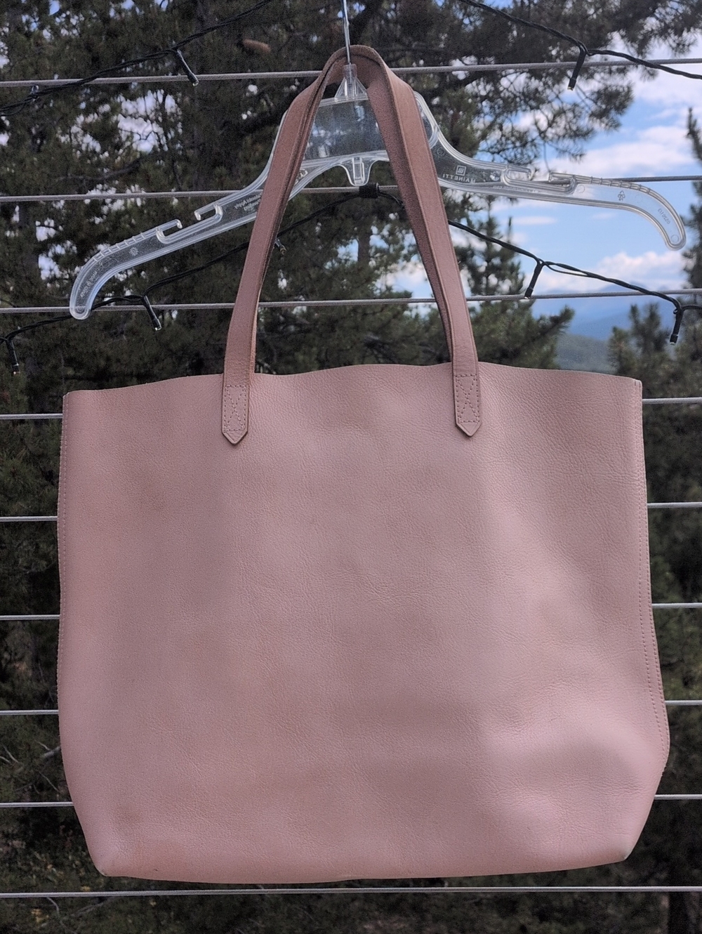 Madewell Pink Large Leather Transport Tote